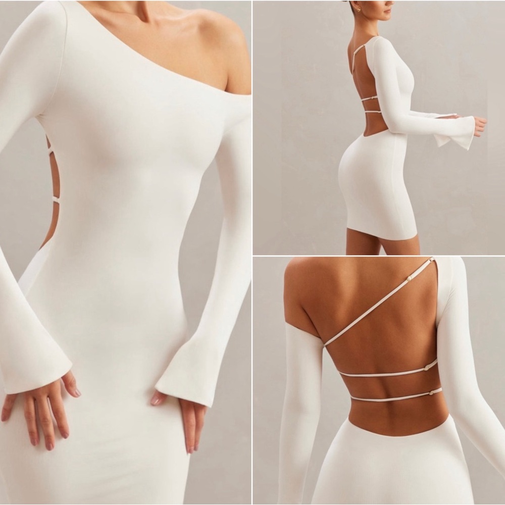 Oh Polly Off The Shoulder Ivory Mini Dress